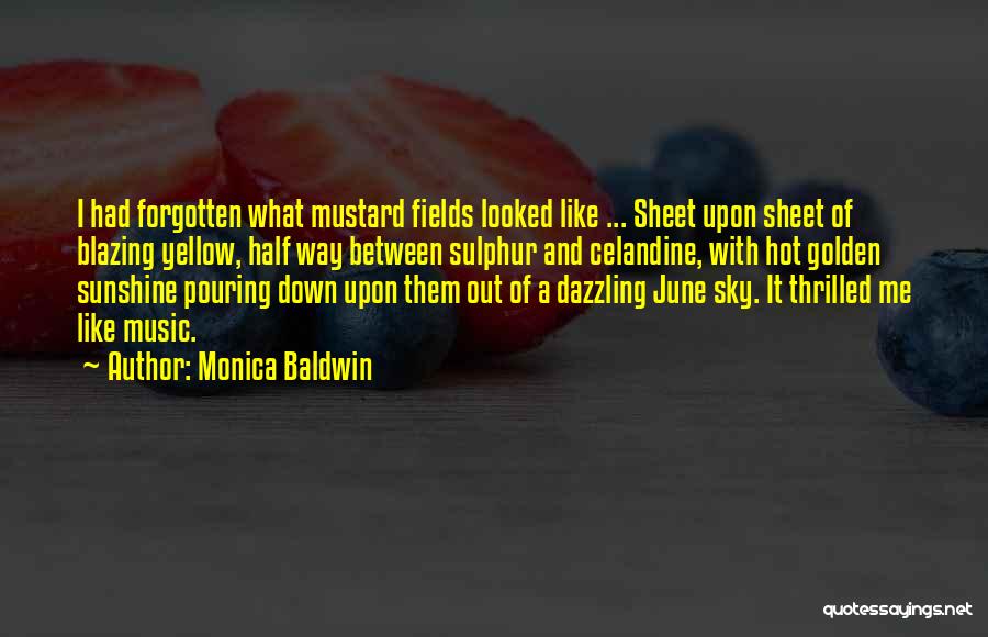 Monica Baldwin Quotes: I Had Forgotten What Mustard Fields Looked Like ... Sheet Upon Sheet Of Blazing Yellow, Half Way Between Sulphur And