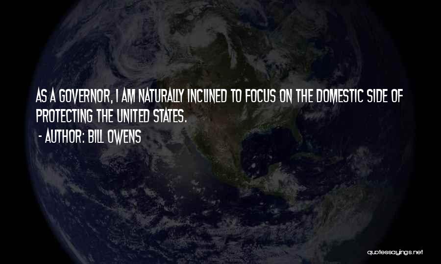 Bill Owens Quotes: As A Governor, I Am Naturally Inclined To Focus On The Domestic Side Of Protecting The United States.