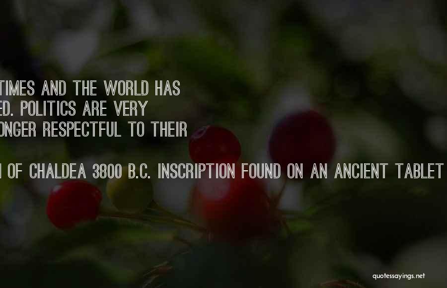 King Naram-Sin Of Chaldea 3800 B.C. Inscription Found On An Ancient Tablet In A Constantinople Meseu Quotes: We Have Fallen Upon Evil Times And The World Has Waxed Very Old And Wicked. Politics Are Very Corrupt. Children