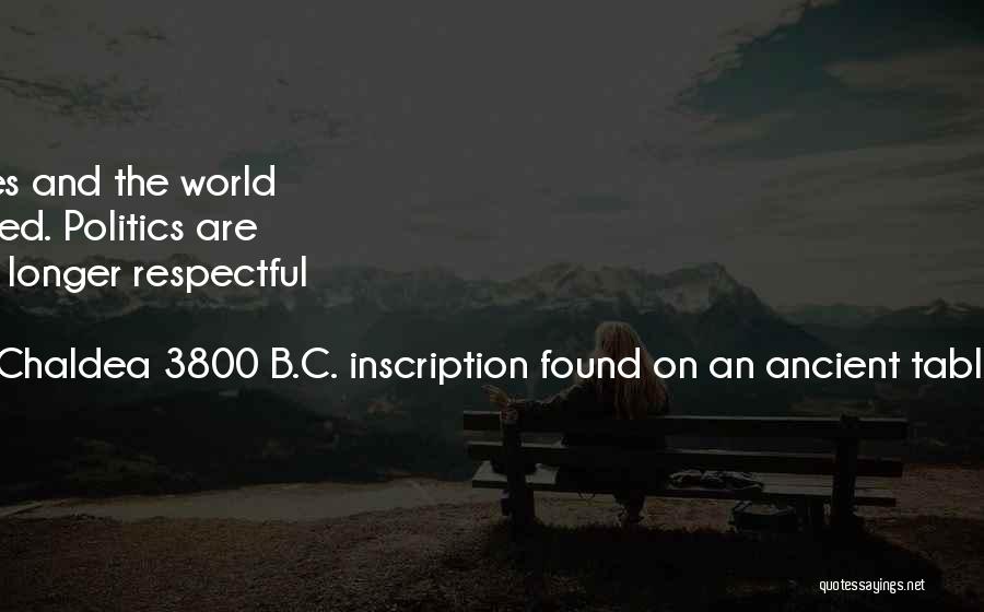 King Naram-Sin Of Chaldea 3800 B.C. Inscription Found On An Ancient Tablet In A Constantinople Meseu Quotes: We Have Fallen Upon Evil Times And The World Has Waxed Very Old And Wicked. Politics Are Very Corrupt. Children