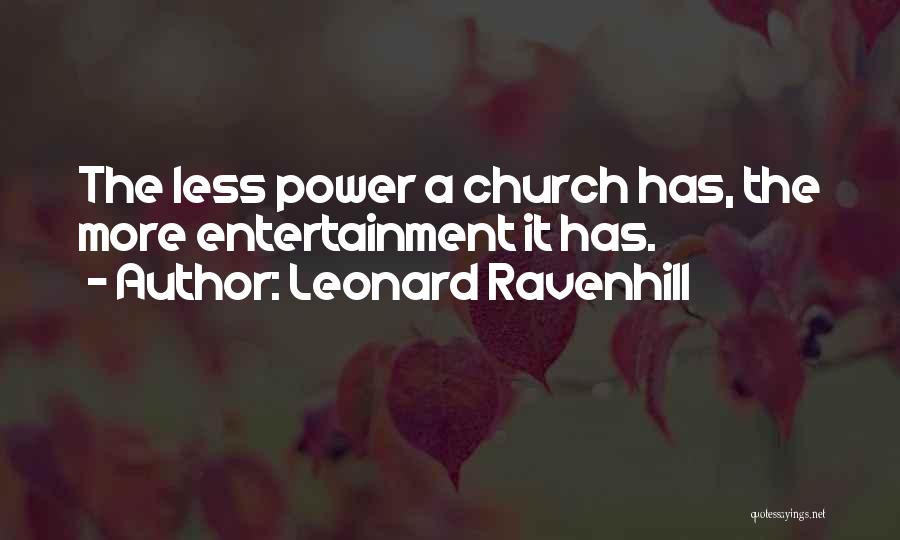 Leonard Ravenhill Quotes: The Less Power A Church Has, The More Entertainment It Has.