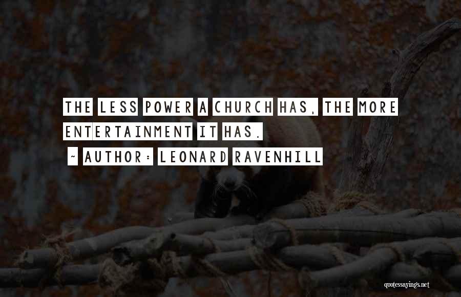 Leonard Ravenhill Quotes: The Less Power A Church Has, The More Entertainment It Has.