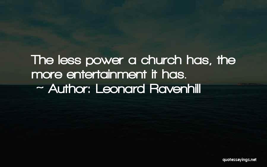 Leonard Ravenhill Quotes: The Less Power A Church Has, The More Entertainment It Has.