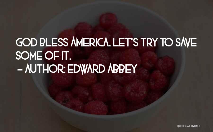 Edward Abbey Quotes: God Bless America. Let's Try To Save Some Of It.