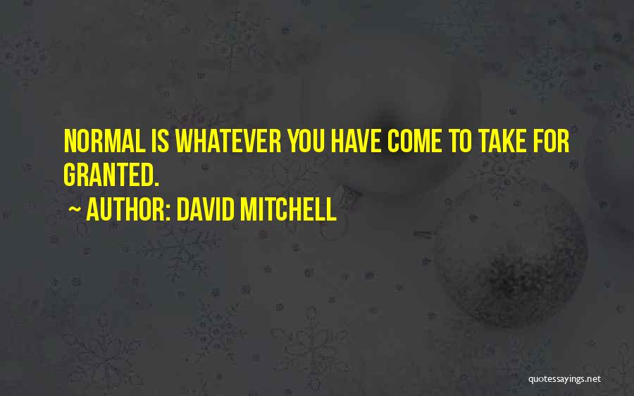 David Mitchell Quotes: Normal Is Whatever You Have Come To Take For Granted.