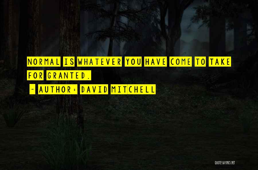 David Mitchell Quotes: Normal Is Whatever You Have Come To Take For Granted.