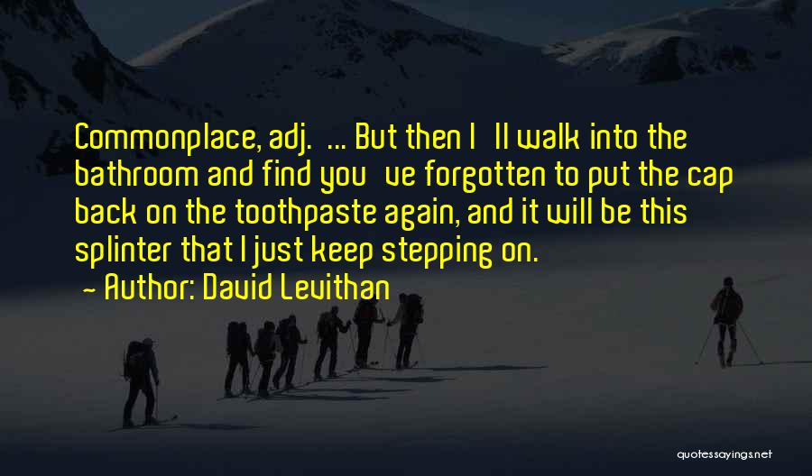David Levithan Quotes: Commonplace, Adj. ... But Then I'll Walk Into The Bathroom And Find You've Forgotten To Put The Cap Back On