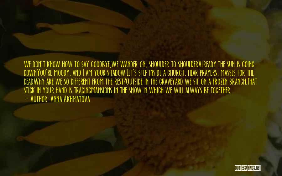 Anna Akhmatova Quotes: We Don't Know How To Say Goodbye,we Wander On, Shoulder To Shoulderalready The Sun Is Going Downyou're Moody, And I