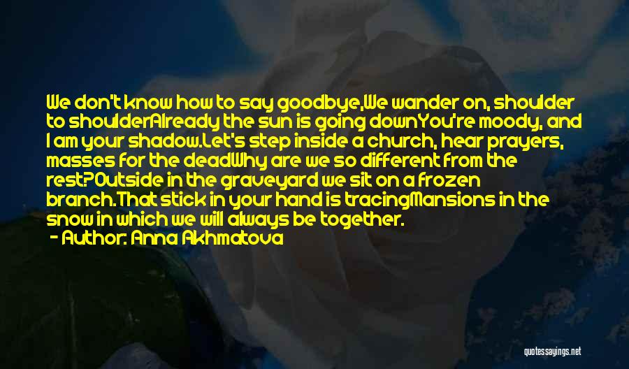 Anna Akhmatova Quotes: We Don't Know How To Say Goodbye,we Wander On, Shoulder To Shoulderalready The Sun Is Going Downyou're Moody, And I