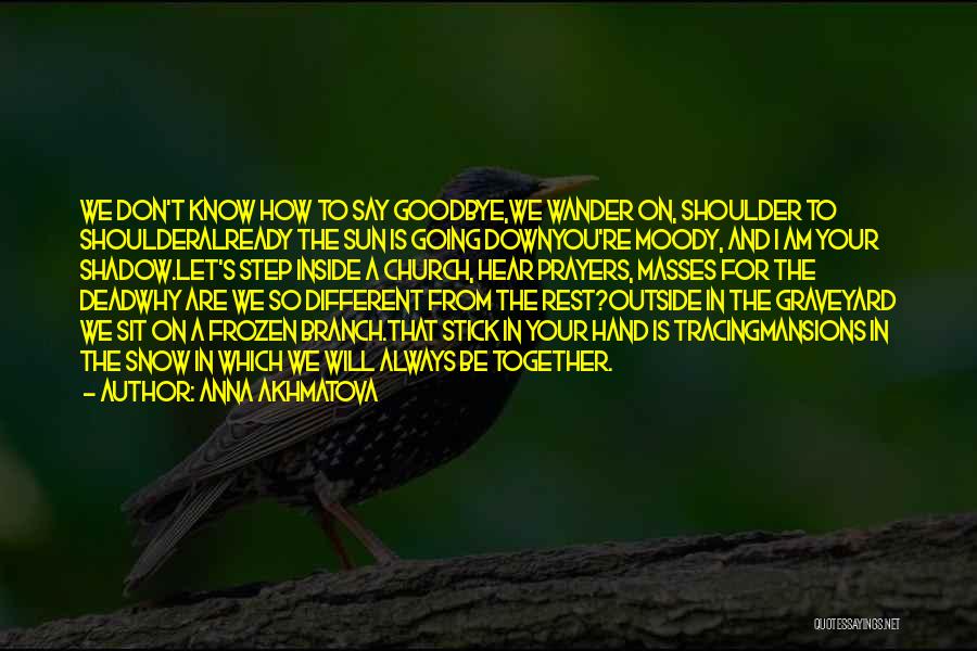 Anna Akhmatova Quotes: We Don't Know How To Say Goodbye,we Wander On, Shoulder To Shoulderalready The Sun Is Going Downyou're Moody, And I