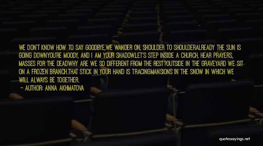 Anna Akhmatova Quotes: We Don't Know How To Say Goodbye,we Wander On, Shoulder To Shoulderalready The Sun Is Going Downyou're Moody, And I