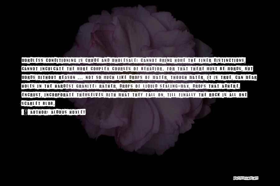 Aldous Huxley Quotes: Wordless Conditioning Is Crude And Wholesale; Cannot Bring Home The Finer Distinctions, Cannot Inculcate The More Complex Courses Of Behavior.