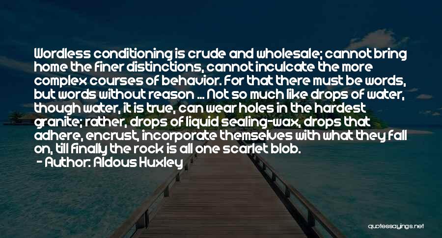 Aldous Huxley Quotes: Wordless Conditioning Is Crude And Wholesale; Cannot Bring Home The Finer Distinctions, Cannot Inculcate The More Complex Courses Of Behavior.