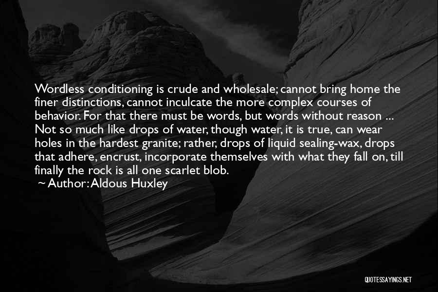 Aldous Huxley Quotes: Wordless Conditioning Is Crude And Wholesale; Cannot Bring Home The Finer Distinctions, Cannot Inculcate The More Complex Courses Of Behavior.