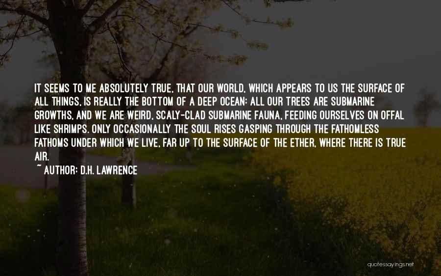 D.H. Lawrence Quotes: It Seems To Me Absolutely True, That Our World, Which Appears To Us The Surface Of All Things, Is Really