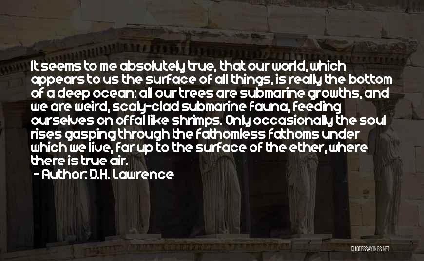 D.H. Lawrence Quotes: It Seems To Me Absolutely True, That Our World, Which Appears To Us The Surface Of All Things, Is Really
