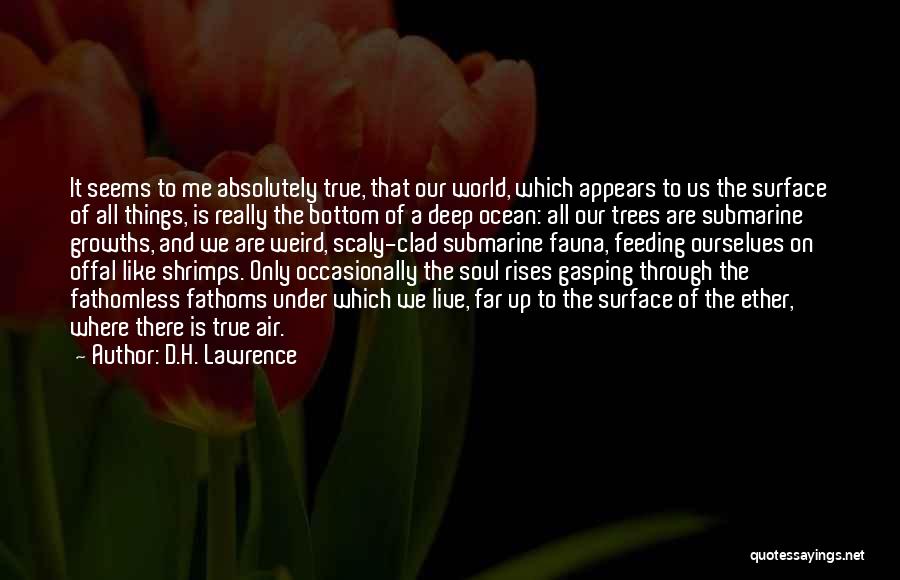 D.H. Lawrence Quotes: It Seems To Me Absolutely True, That Our World, Which Appears To Us The Surface Of All Things, Is Really