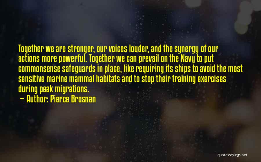 Pierce Brosnan Quotes: Together We Are Stronger, Our Voices Louder, And The Synergy Of Our Actions More Powerful. Together We Can Prevail On