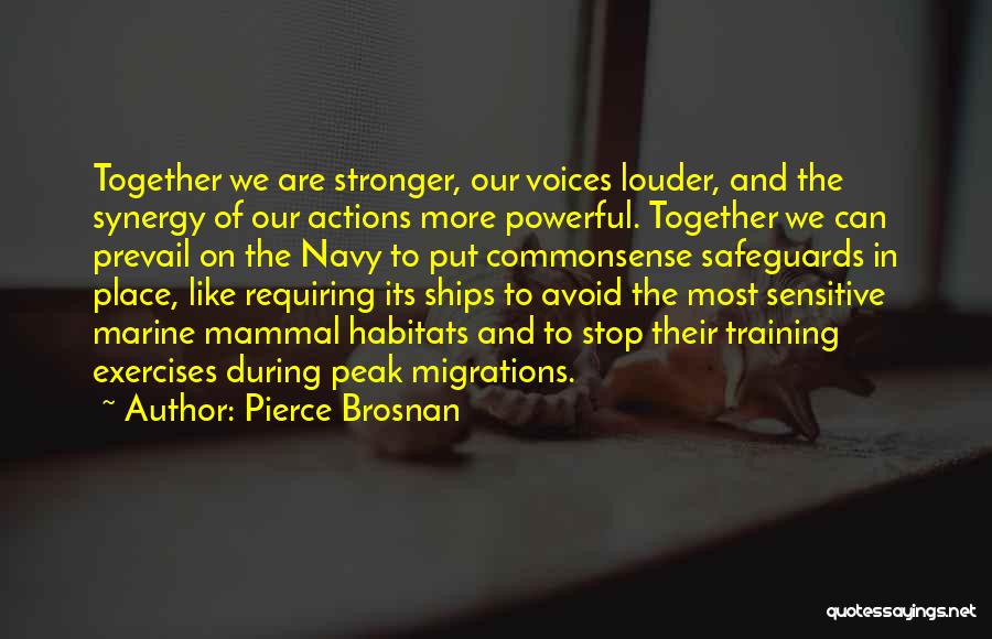 Pierce Brosnan Quotes: Together We Are Stronger, Our Voices Louder, And The Synergy Of Our Actions More Powerful. Together We Can Prevail On