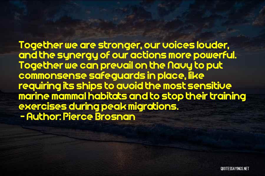 Pierce Brosnan Quotes: Together We Are Stronger, Our Voices Louder, And The Synergy Of Our Actions More Powerful. Together We Can Prevail On