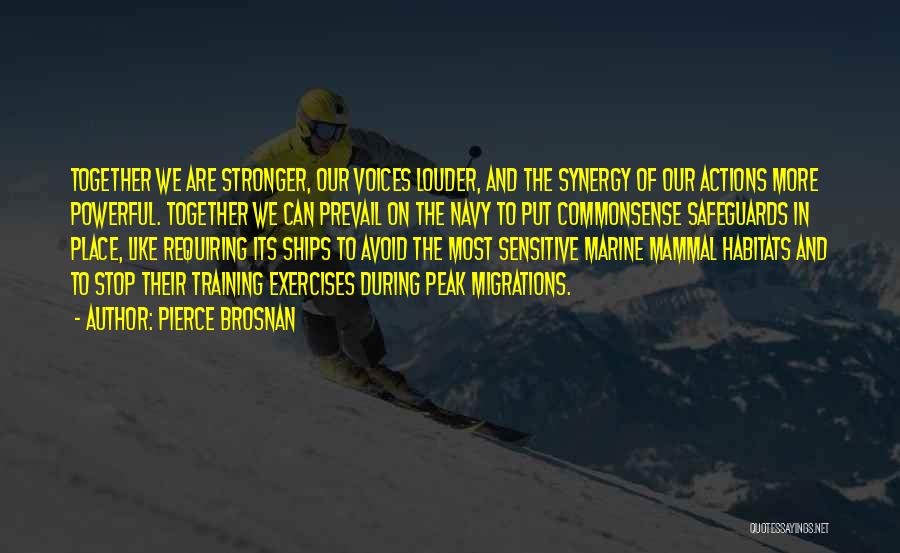 Pierce Brosnan Quotes: Together We Are Stronger, Our Voices Louder, And The Synergy Of Our Actions More Powerful. Together We Can Prevail On