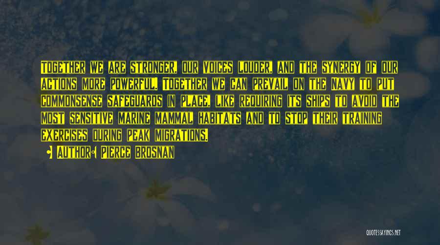 Pierce Brosnan Quotes: Together We Are Stronger, Our Voices Louder, And The Synergy Of Our Actions More Powerful. Together We Can Prevail On