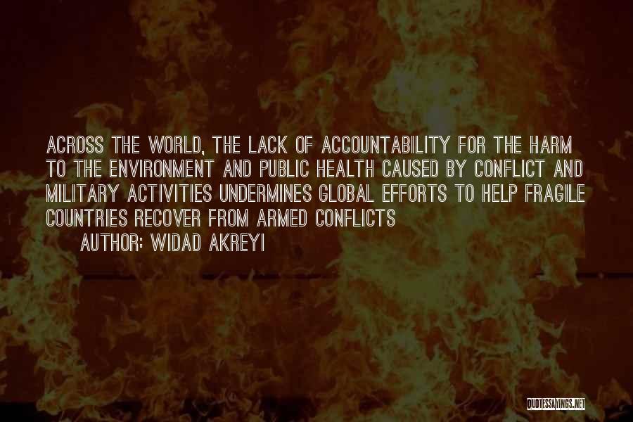 Widad Akreyi Quotes: Across The World, The Lack Of Accountability For The Harm To The Environment And Public Health Caused By Conflict And