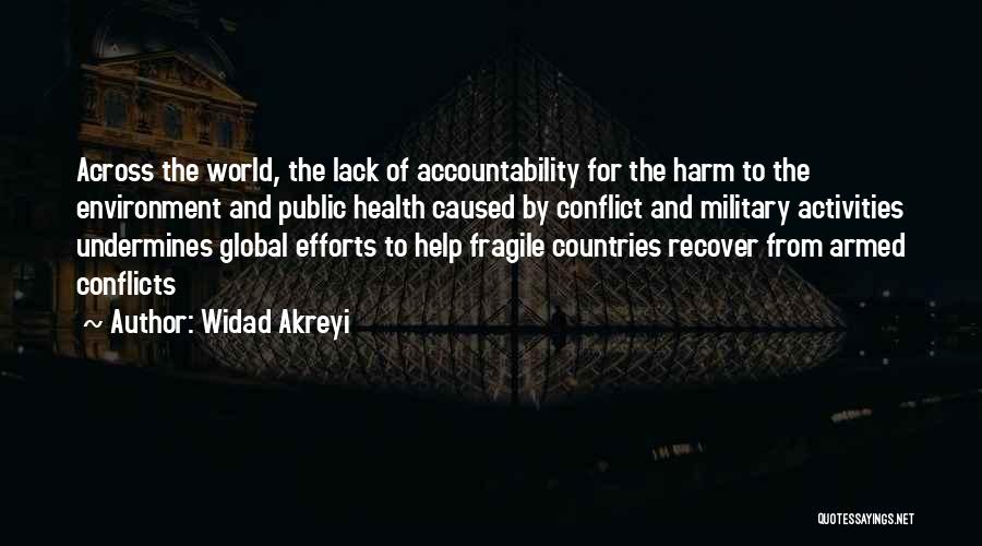 Widad Akreyi Quotes: Across The World, The Lack Of Accountability For The Harm To The Environment And Public Health Caused By Conflict And