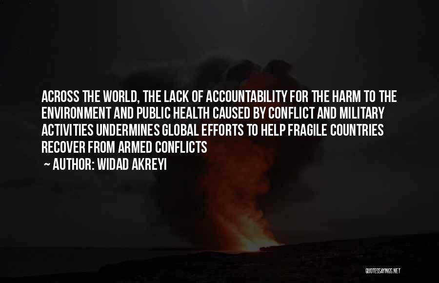Widad Akreyi Quotes: Across The World, The Lack Of Accountability For The Harm To The Environment And Public Health Caused By Conflict And