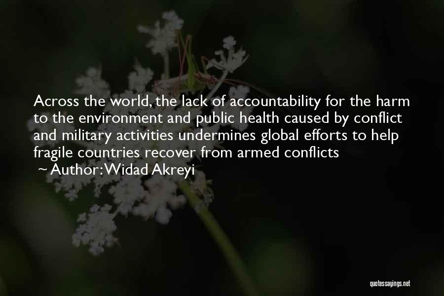Widad Akreyi Quotes: Across The World, The Lack Of Accountability For The Harm To The Environment And Public Health Caused By Conflict And