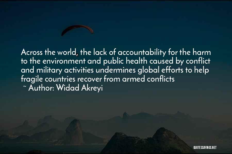Widad Akreyi Quotes: Across The World, The Lack Of Accountability For The Harm To The Environment And Public Health Caused By Conflict And