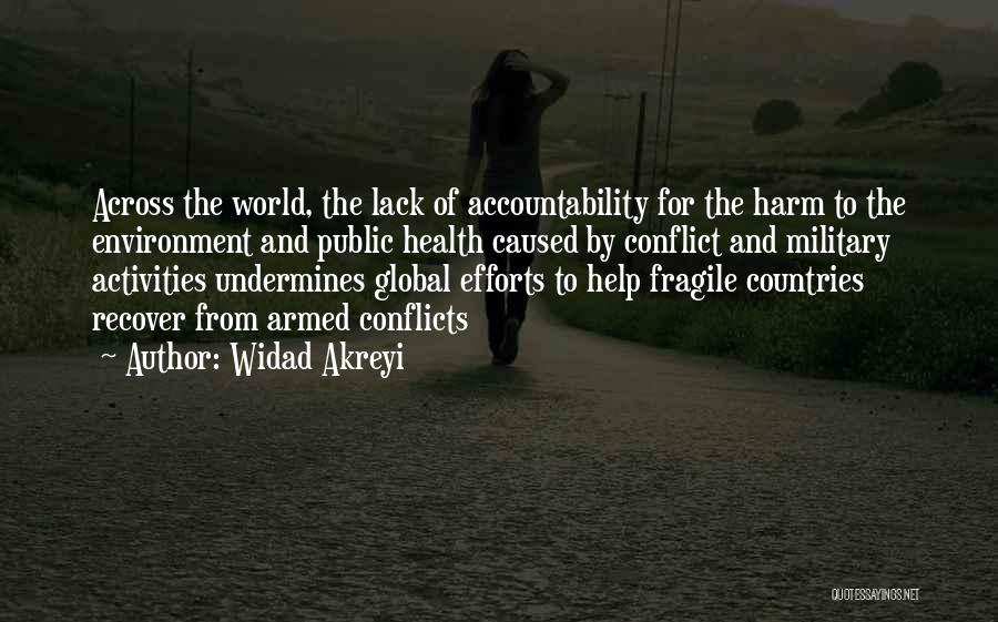 Widad Akreyi Quotes: Across The World, The Lack Of Accountability For The Harm To The Environment And Public Health Caused By Conflict And