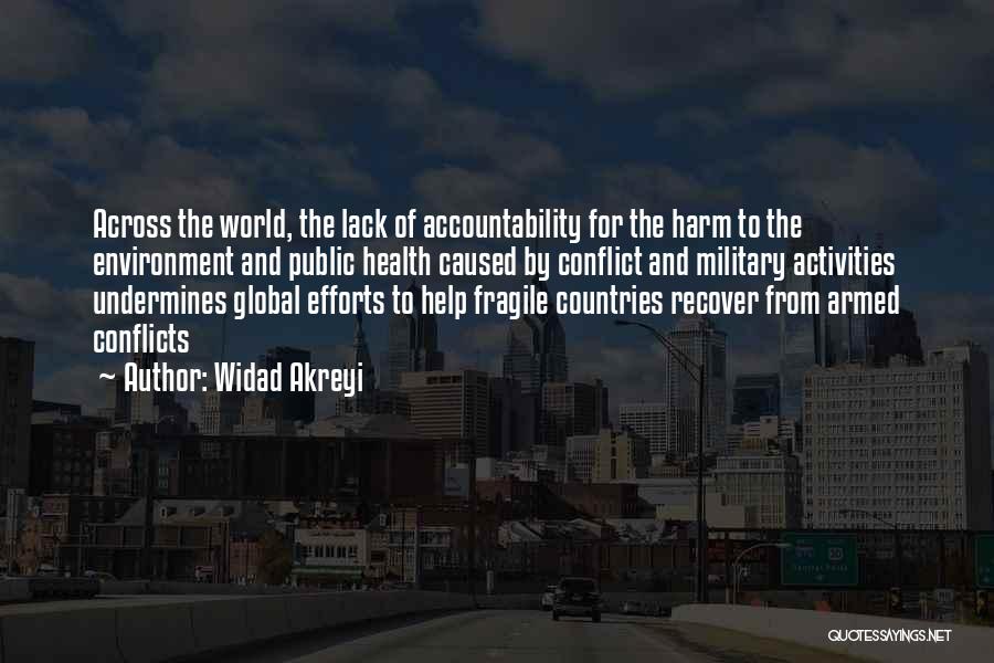 Widad Akreyi Quotes: Across The World, The Lack Of Accountability For The Harm To The Environment And Public Health Caused By Conflict And
