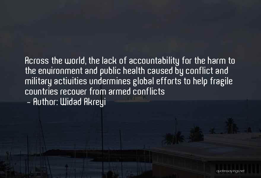 Widad Akreyi Quotes: Across The World, The Lack Of Accountability For The Harm To The Environment And Public Health Caused By Conflict And