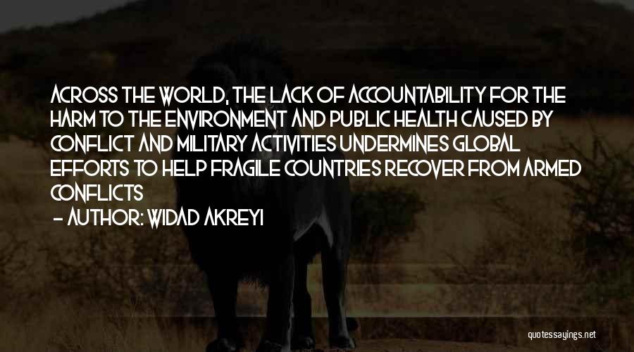 Widad Akreyi Quotes: Across The World, The Lack Of Accountability For The Harm To The Environment And Public Health Caused By Conflict And