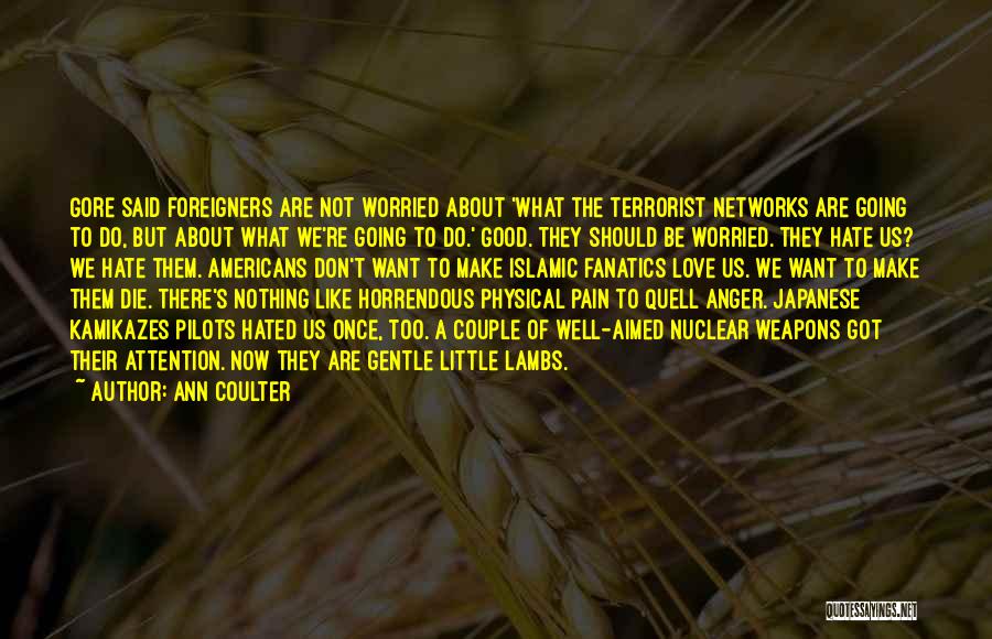 Ann Coulter Quotes: Gore Said Foreigners Are Not Worried About 'what The Terrorist Networks Are Going To Do, But About What We're Going