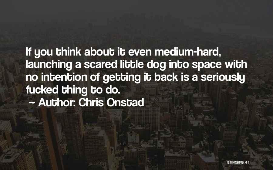 Chris Onstad Quotes: If You Think About It Even Medium-hard, Launching A Scared Little Dog Into Space With No Intention Of Getting It