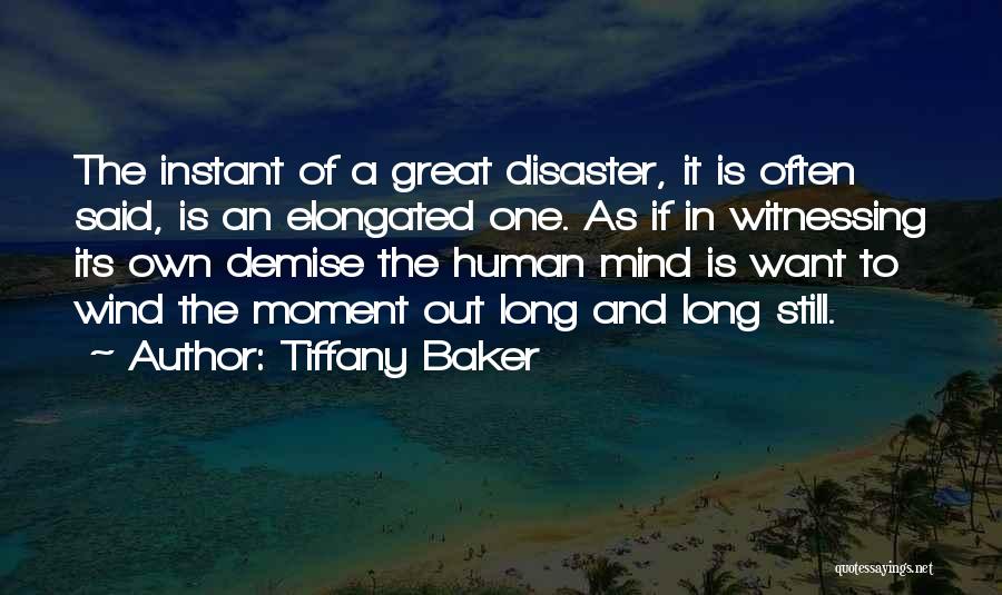 Tiffany Baker Quotes: The Instant Of A Great Disaster, It Is Often Said, Is An Elongated One. As If In Witnessing Its Own