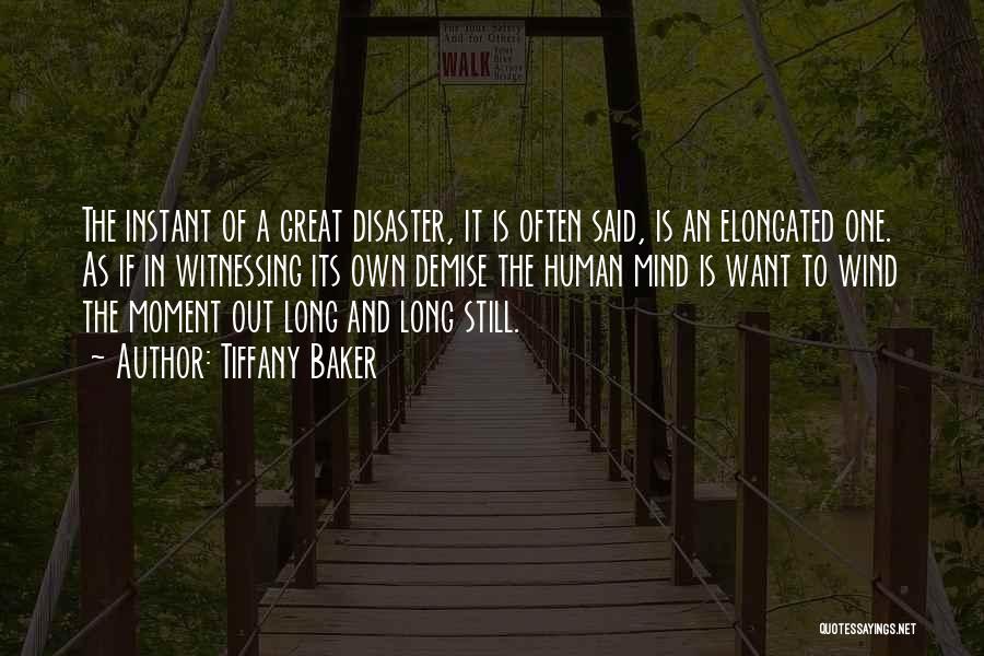 Tiffany Baker Quotes: The Instant Of A Great Disaster, It Is Often Said, Is An Elongated One. As If In Witnessing Its Own