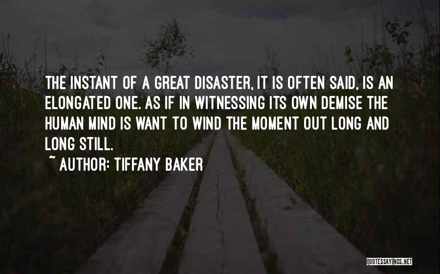 Tiffany Baker Quotes: The Instant Of A Great Disaster, It Is Often Said, Is An Elongated One. As If In Witnessing Its Own