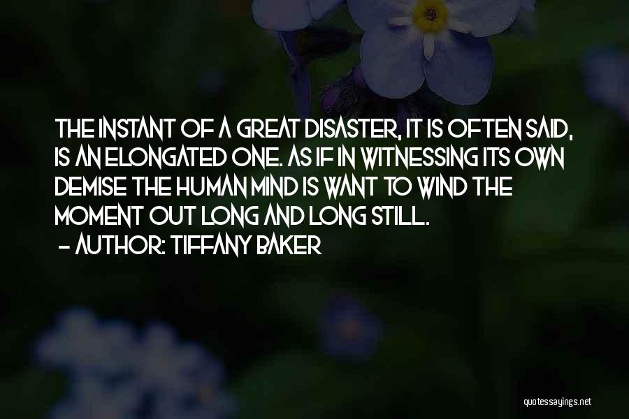 Tiffany Baker Quotes: The Instant Of A Great Disaster, It Is Often Said, Is An Elongated One. As If In Witnessing Its Own