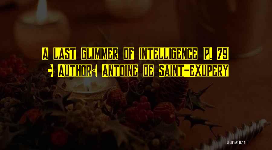 Antoine De Saint-Exupery Quotes: A Last Glimmer Of Intelligence (p. 79)