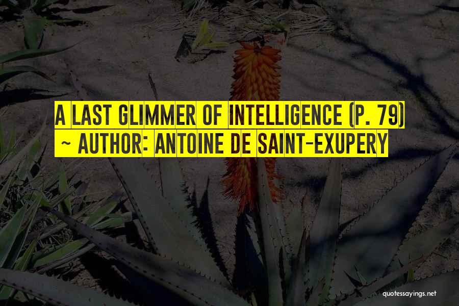 Antoine De Saint-Exupery Quotes: A Last Glimmer Of Intelligence (p. 79)