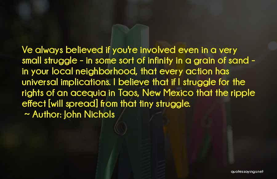 John Nichols Quotes: Ve Always Believed If You're Involved Even In A Very Small Struggle - In Some Sort Of Infinity In A