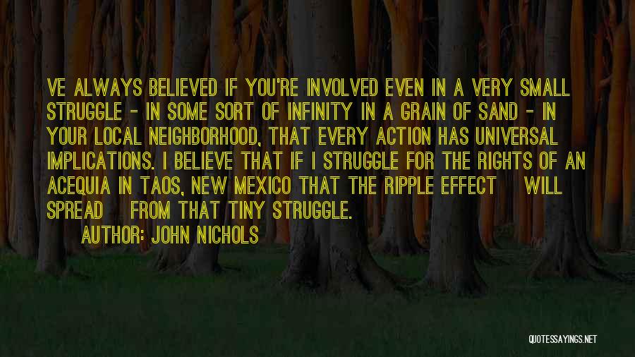 John Nichols Quotes: Ve Always Believed If You're Involved Even In A Very Small Struggle - In Some Sort Of Infinity In A