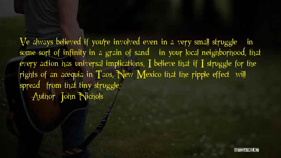 John Nichols Quotes: Ve Always Believed If You're Involved Even In A Very Small Struggle - In Some Sort Of Infinity In A