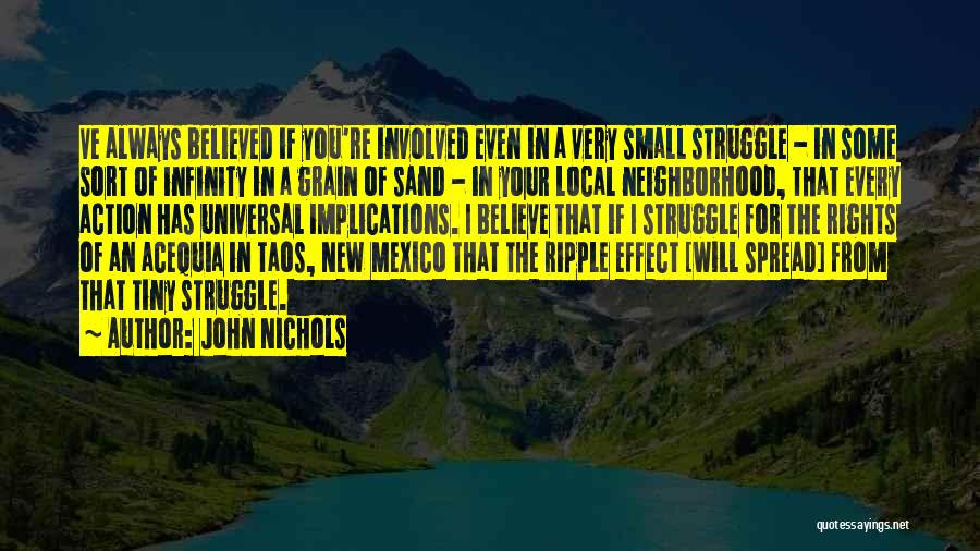 John Nichols Quotes: Ve Always Believed If You're Involved Even In A Very Small Struggle - In Some Sort Of Infinity In A