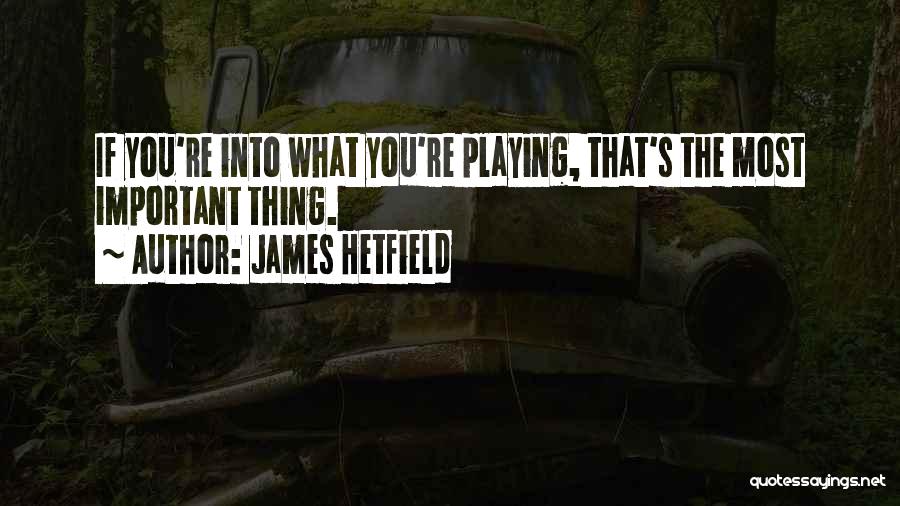 James Hetfield Quotes: If You're Into What You're Playing, That's The Most Important Thing.