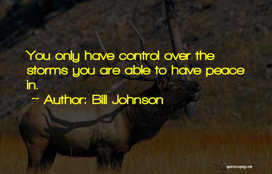 Bill Johnson Quotes: You Only Have Control Over The Storms You Are Able To Have Peace In.