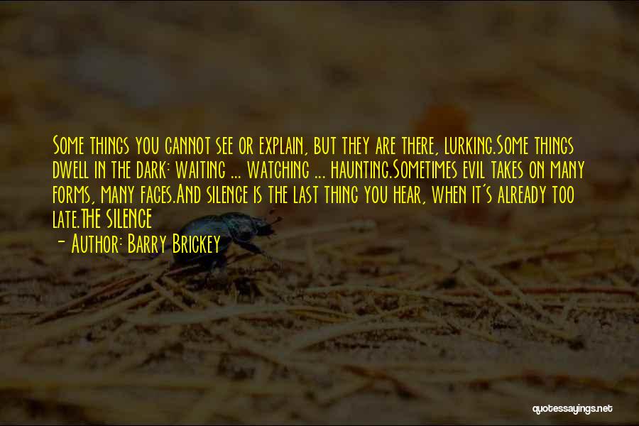 Barry Brickey Quotes: Some Things You Cannot See Or Explain, But They Are There, Lurking.some Things Dwell In The Dark: Waiting ... Watching